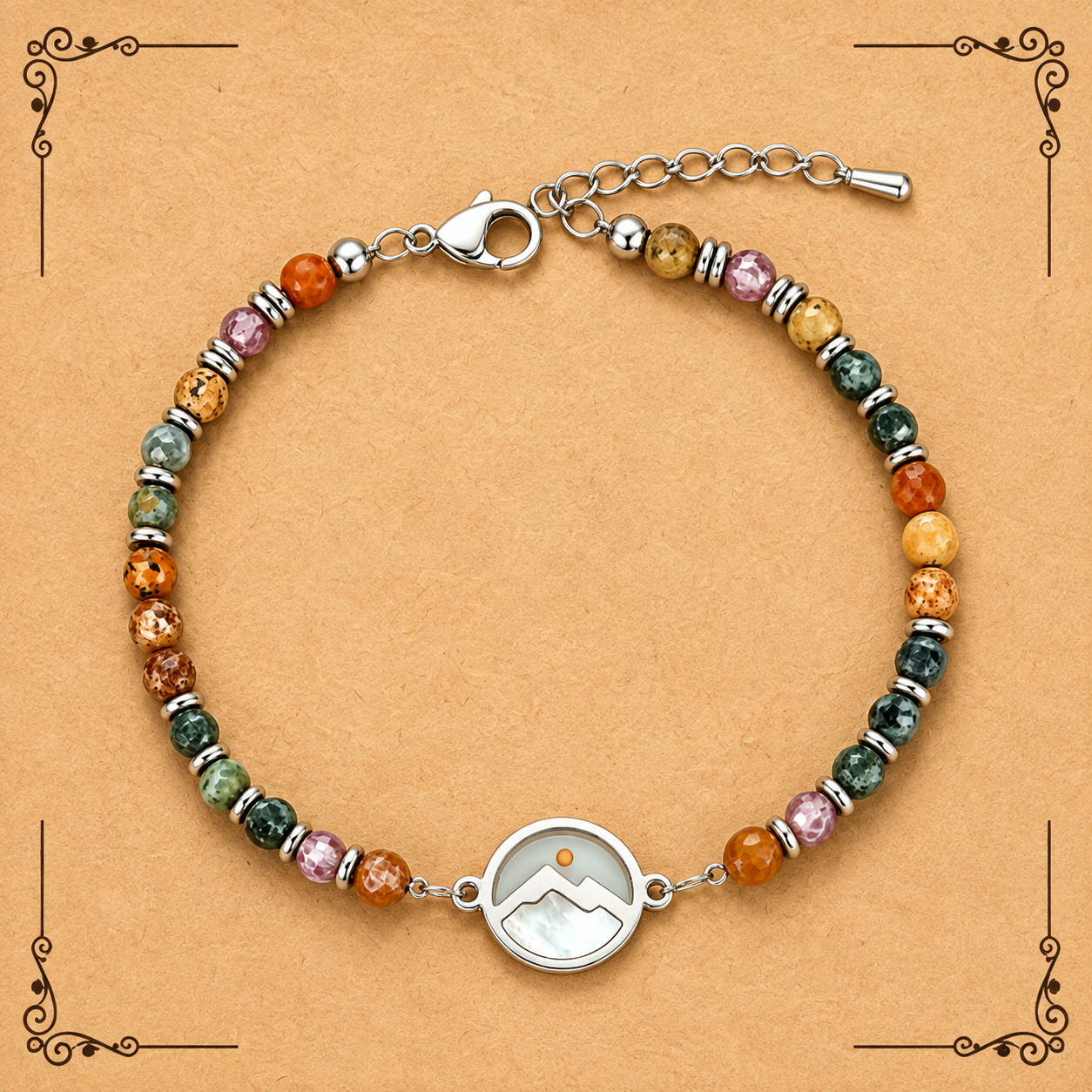Silver - Multicolor Stone