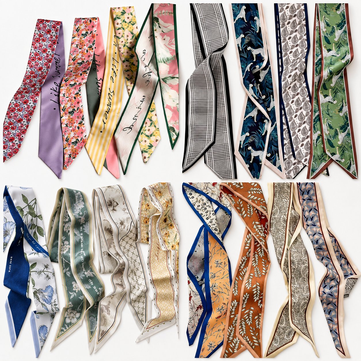 🎀 24-Pack Luxe Silk-Feel Multi-Way Ribbon Scarves