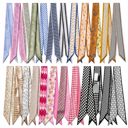 🎀 24-Pack Luxe Silk-Feel Multi-Way Ribbon Scarves