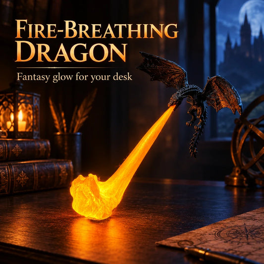 Fire-Breathing Dragon Light Sculpture | Fantasy Desk Decor