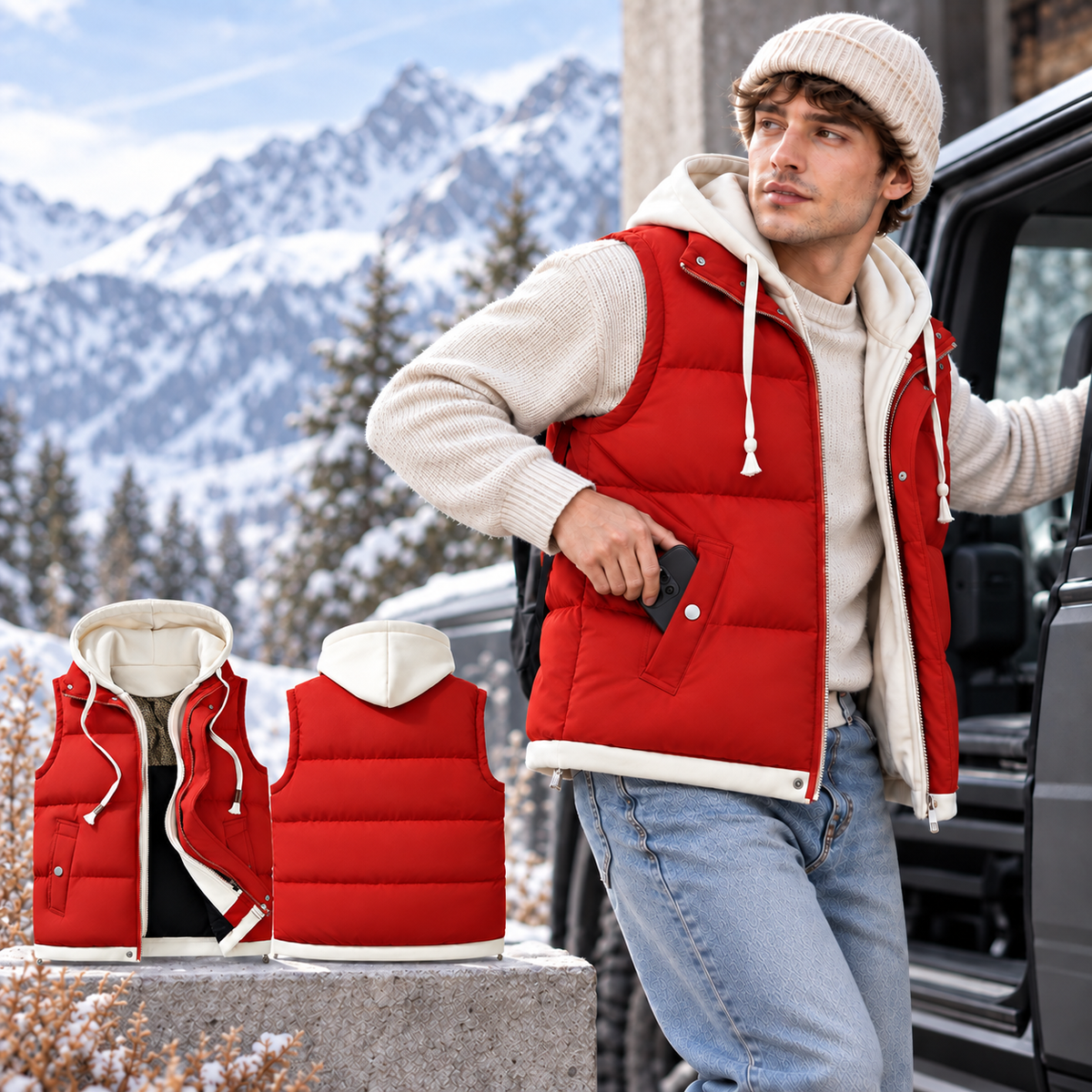 Unisex All-Day Comfort & Style: Layered Hooded Thermal Vest 🍁🕺