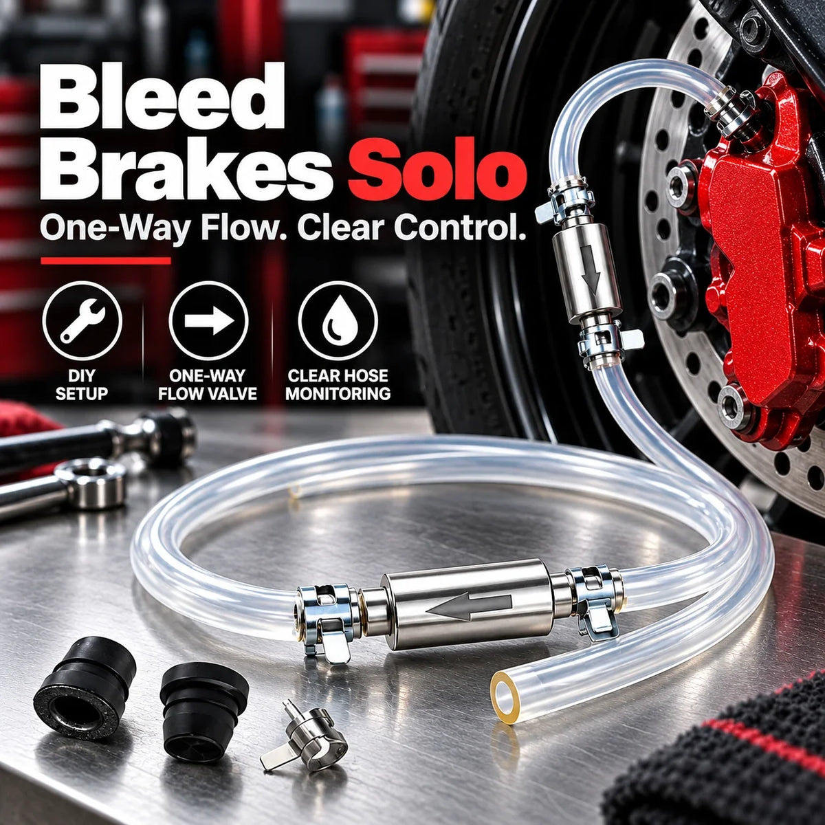 One-Way Check Valve Brake Bleeder Kit for Solo Service