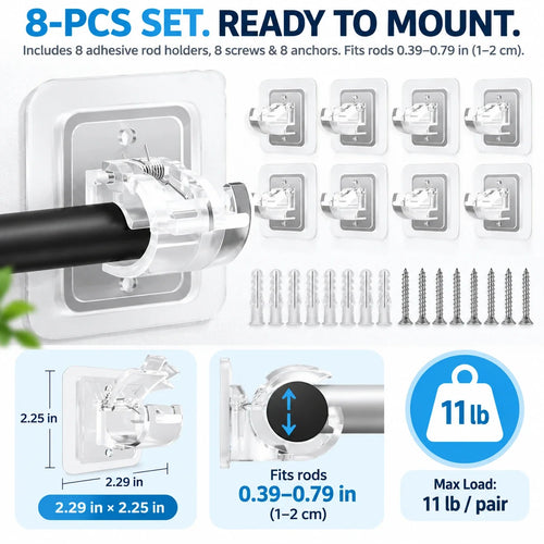 ✨No-Drill Curtain Rod Holders | Adhesive Wall Mounts