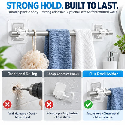 ✨No-Drill Curtain Rod Holders | Adhesive Wall Mounts