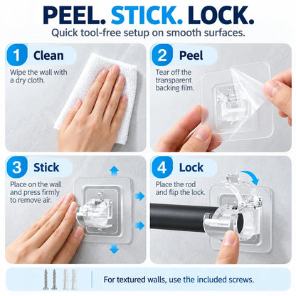 ✨No-Drill Curtain Rod Holders | Adhesive Wall Mounts