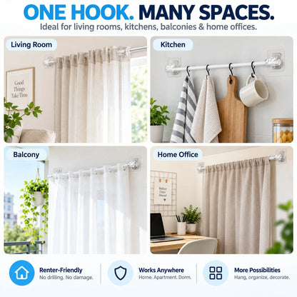 ✨No-Drill Curtain Rod Holders | Adhesive Wall Mounts