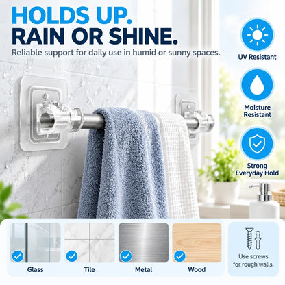 ✨No-Drill Curtain Rod Holders | Adhesive Wall Mounts