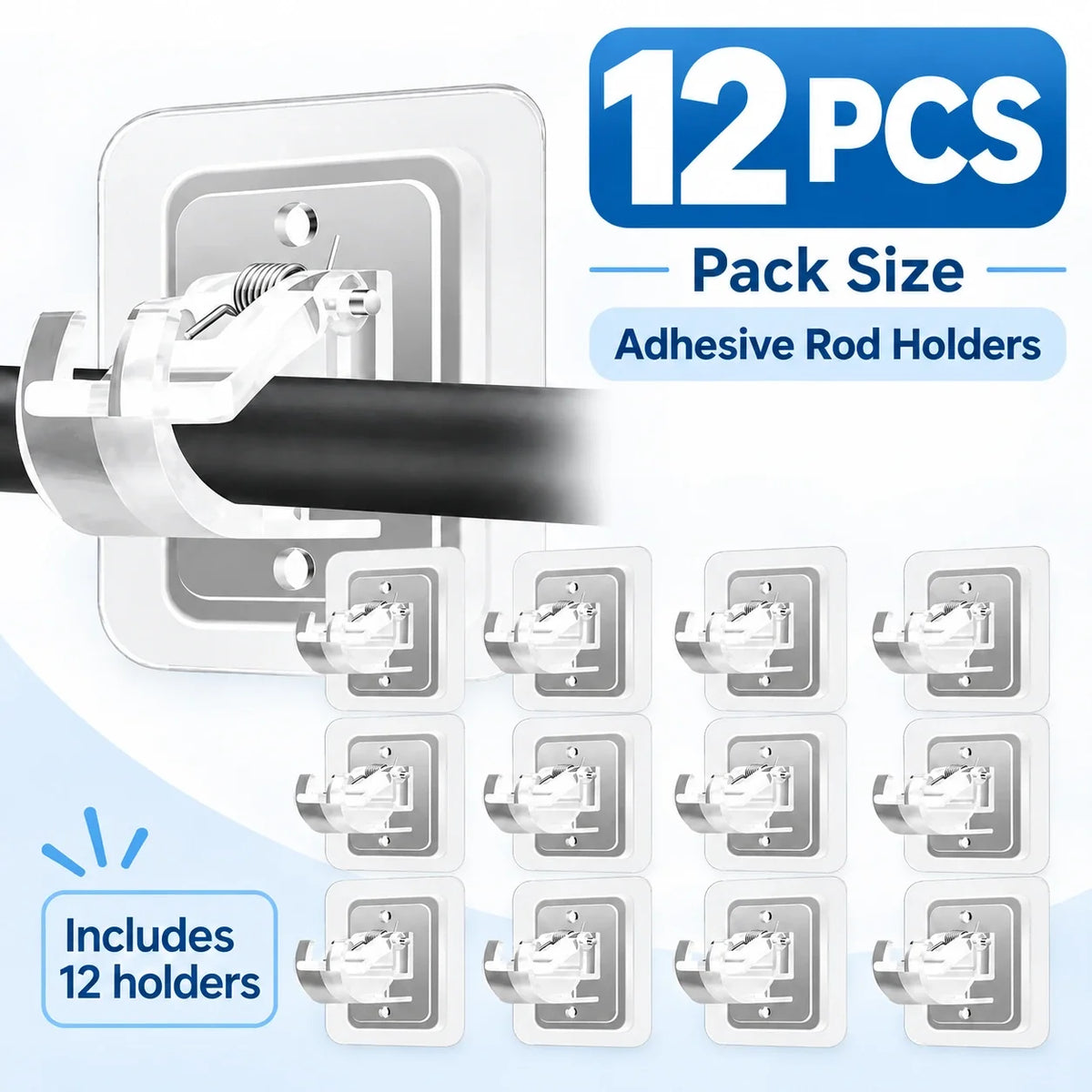 ✨No-Drill Curtain Rod Holders | Adhesive Wall Mounts