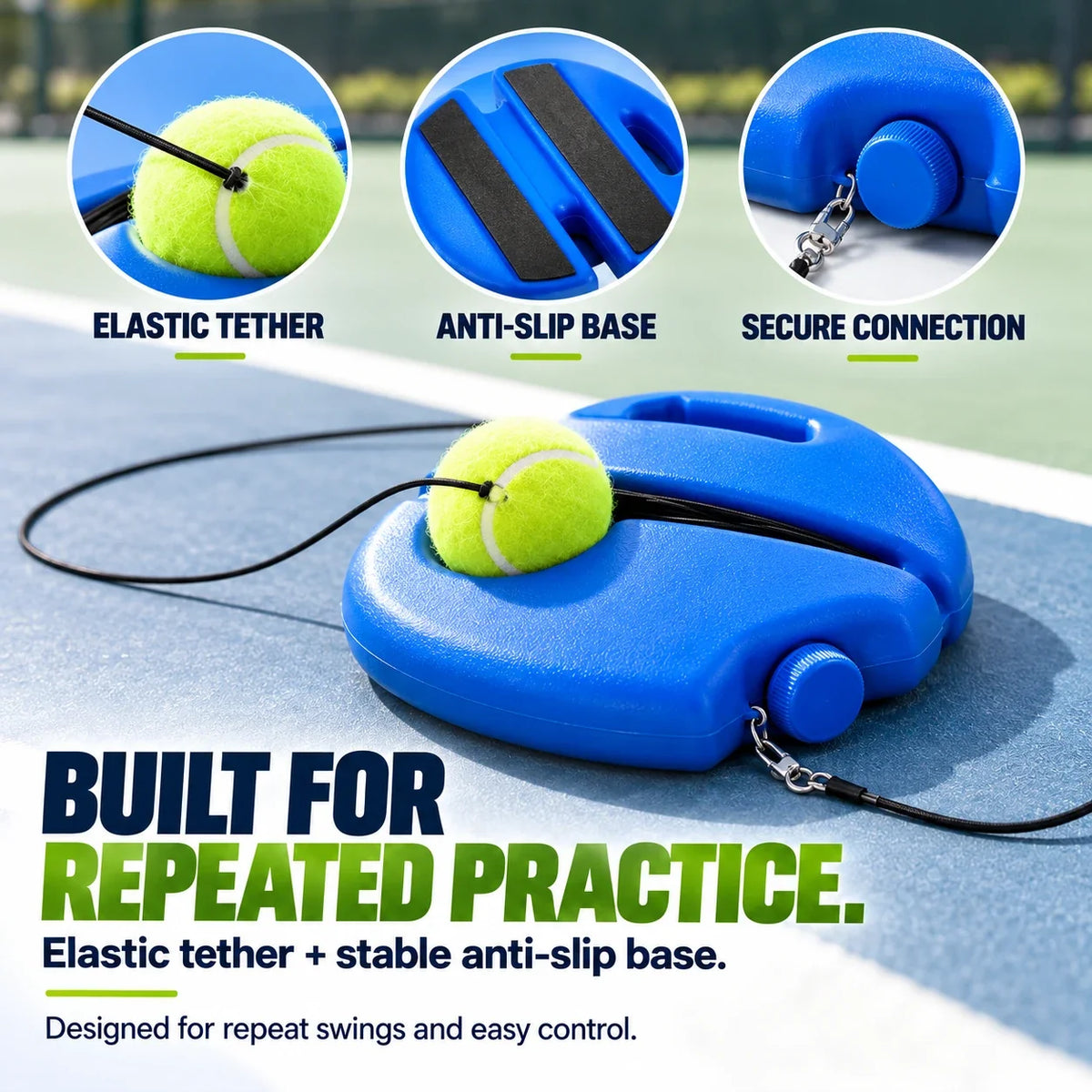 Portable Tennis Rebound Trainer for Solo Practice Anywhere