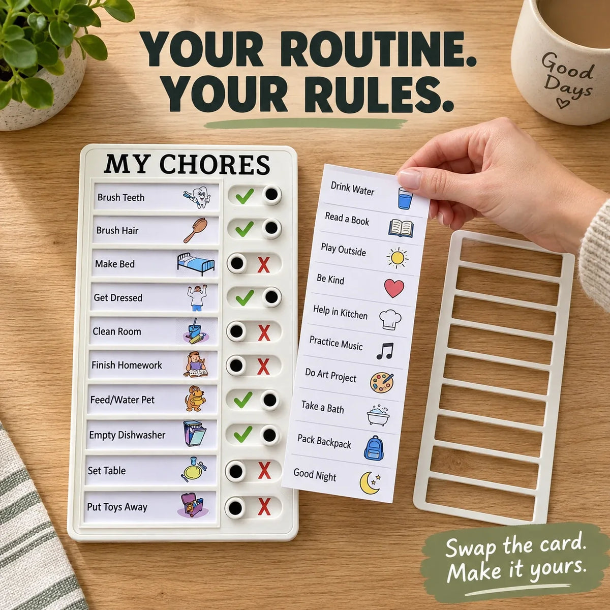 Reusable Kids Chore Chart – Daily Routine Board
