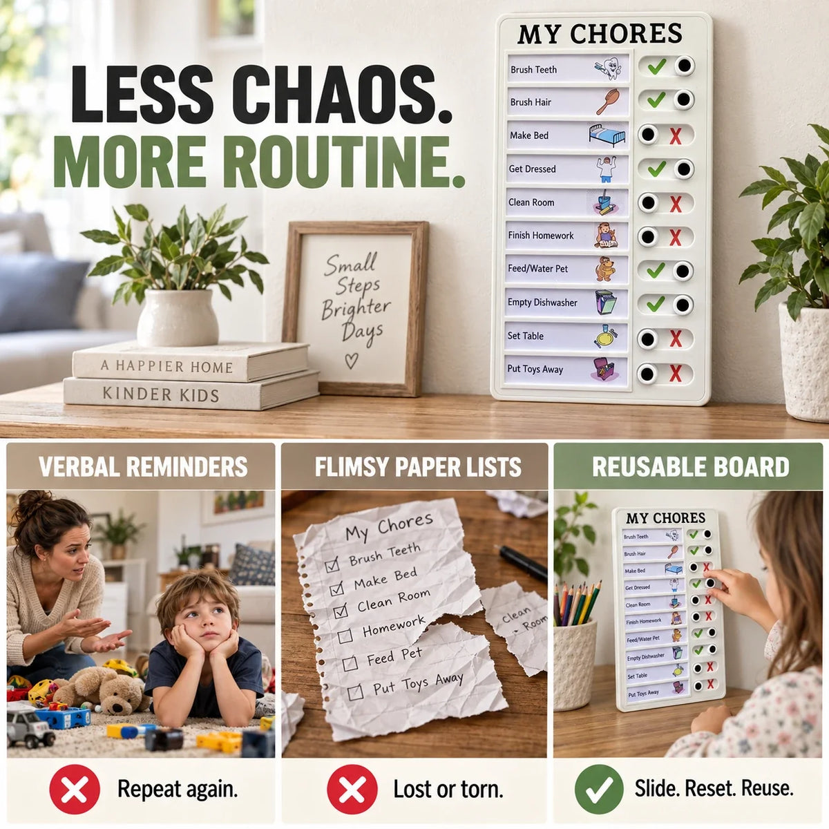 Reusable Kids Chore Chart – Daily Routine Board