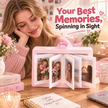 360° Rotating Polaroid Photo Frame & Flip Accordion Memory Album 💫