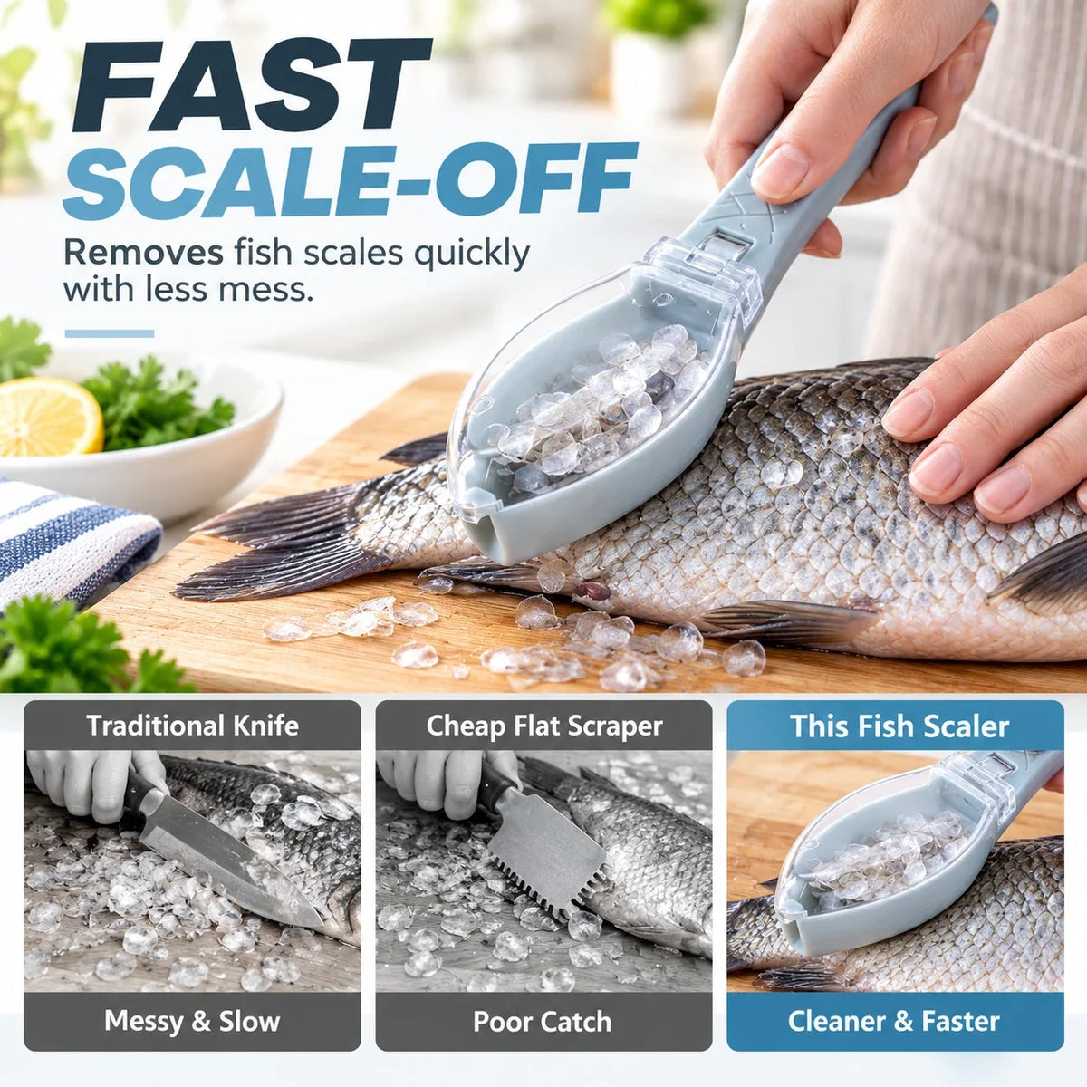 Fish Scaler Tool with Scale Catcher | Easy Fish Prep