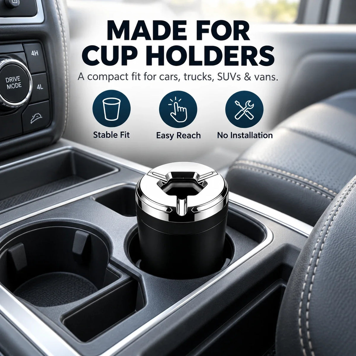 Rotating Sealed Car Ashtray for Vehicle Cup Holders