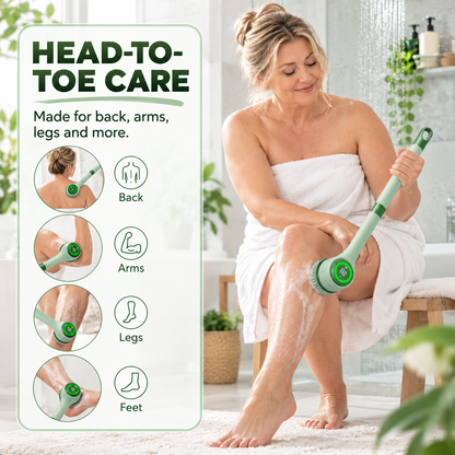 5-in-1 Electric Body Scrubber with Long Handle for Shower