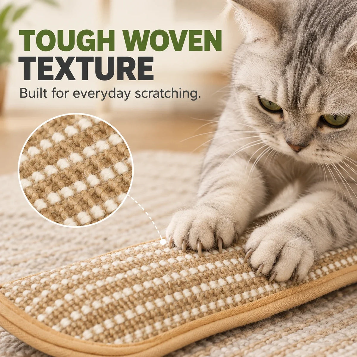 Catnip Hemp Scratcher & Kicker Toy for Indoor Cats
