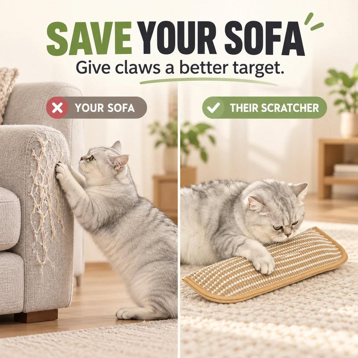 Catnip Hemp Scratcher & Kicker Toy for Indoor Cats