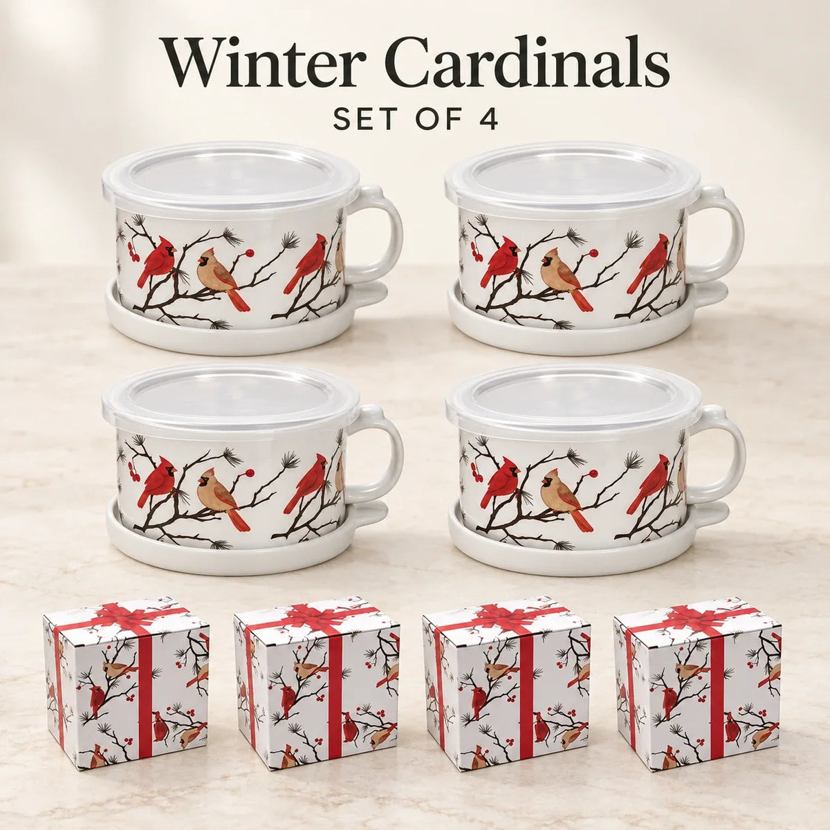 Christmas Gingerbread Mug Gift Set with Lid & Saucer