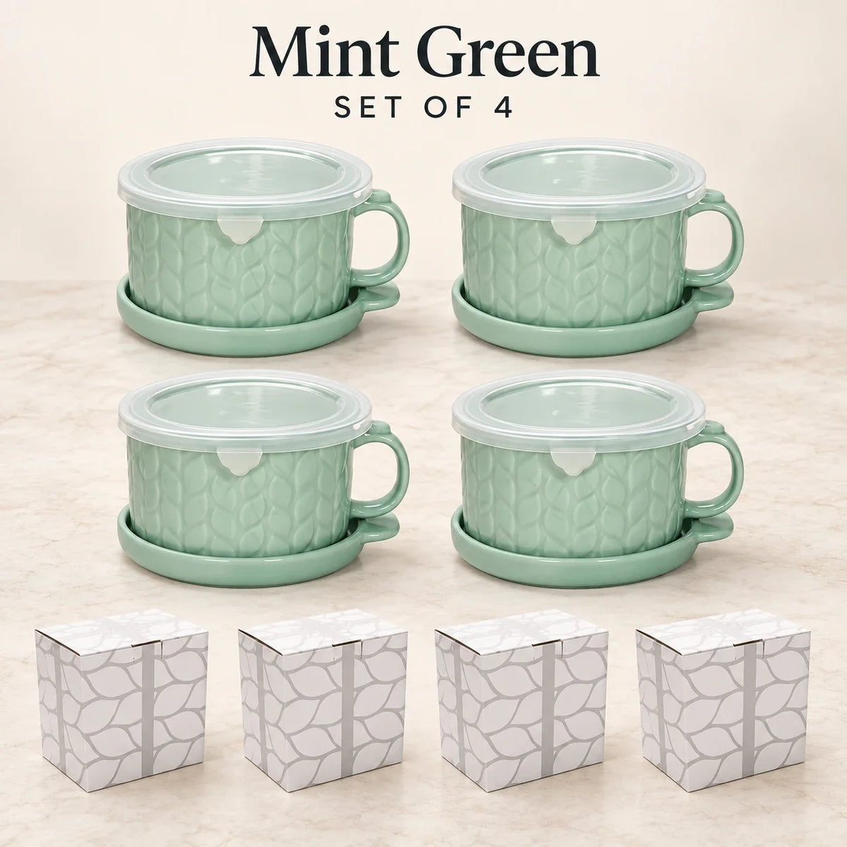 Christmas Gingerbread Mug Gift Set with Lid & Saucer