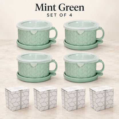Christmas Gingerbread Mug Gift Set with Lid & Saucer