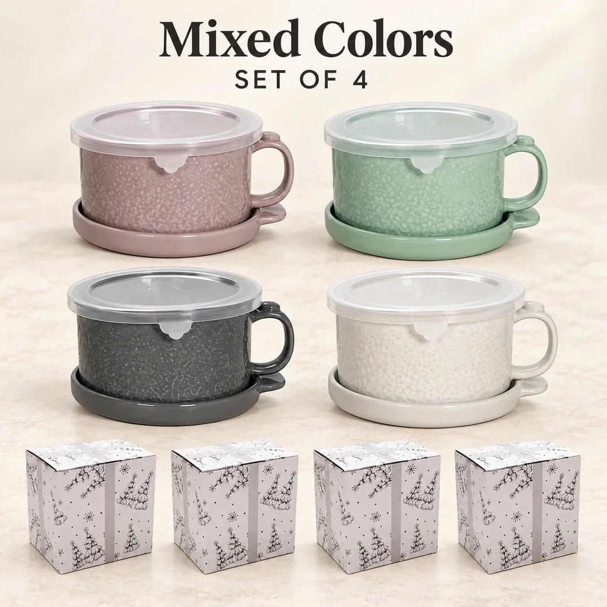 Christmas Gingerbread Mug Gift Set with Lid & Saucer