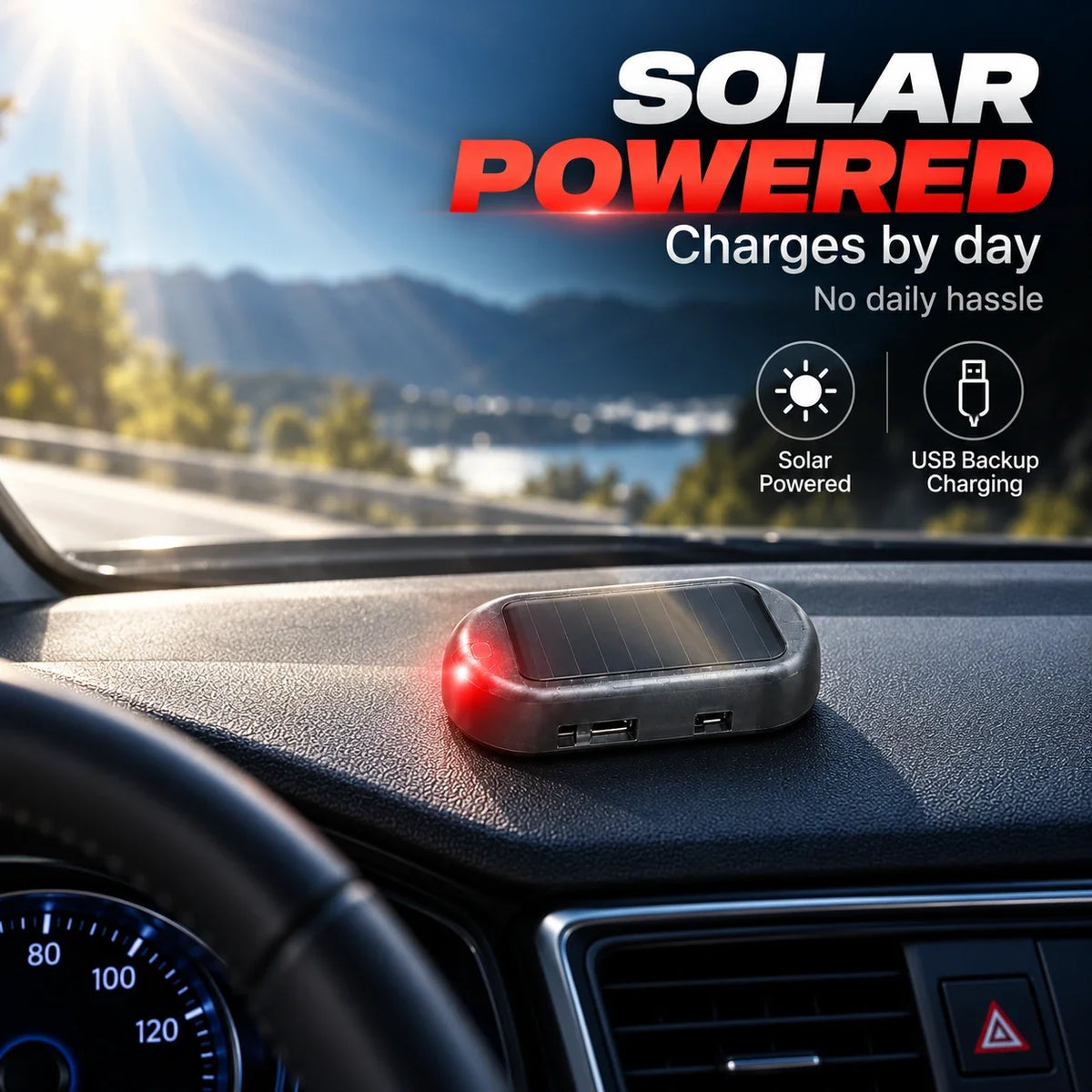 Solar Car Security Warning Light | Auto Night Flash