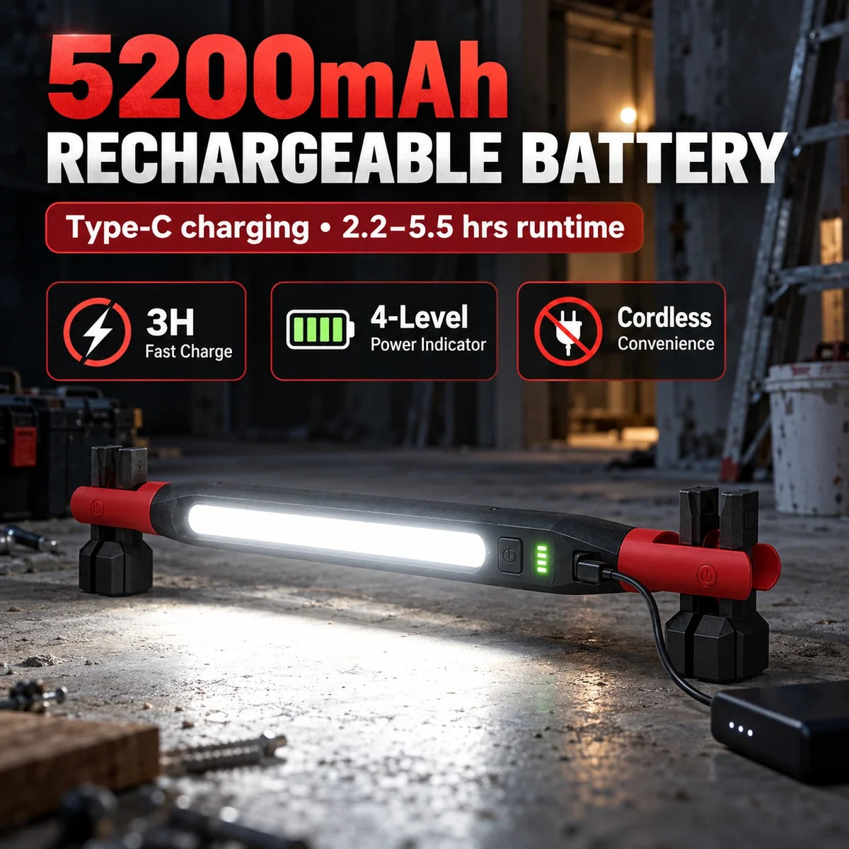 2500LM Rechargeable COB Work Light for Car Repair Jobs