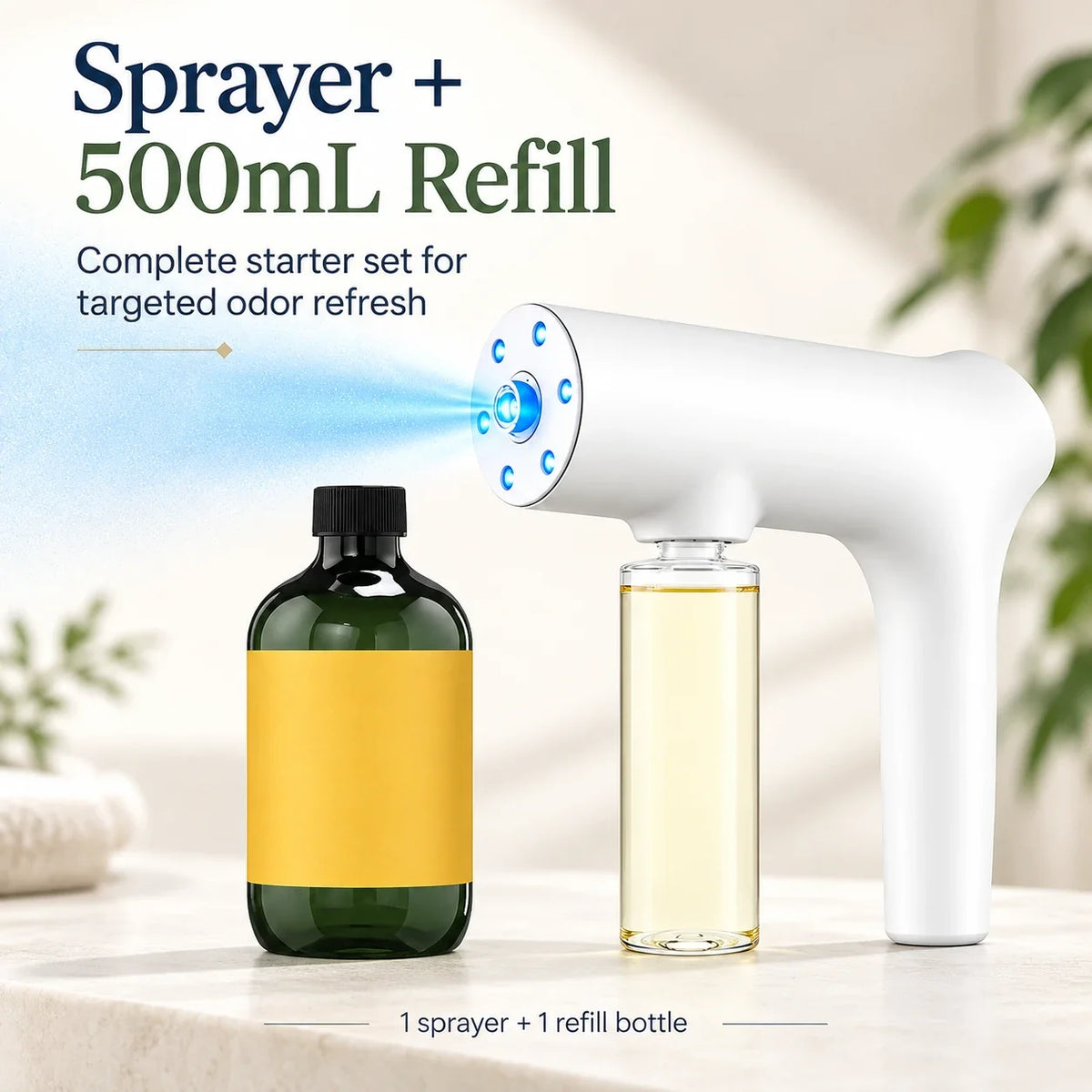 Cordless Fine-Mist Odor Control Sprayer + 500mL Refill
