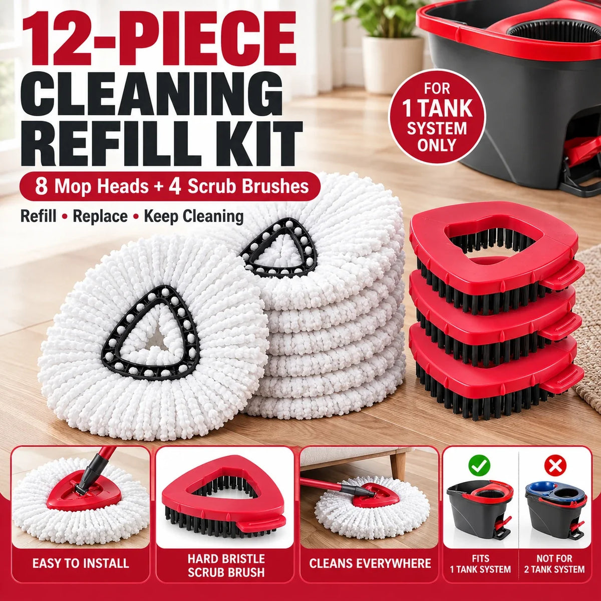 🧼 Mop Head Refills Compatible with O-Cedar