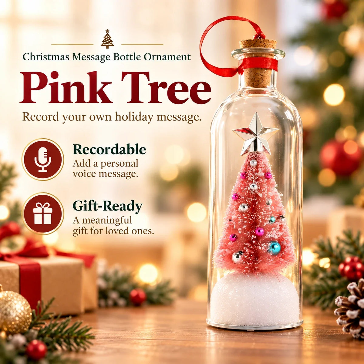 Recordable Christmas Message Bottle Ornament | Voice Gift
