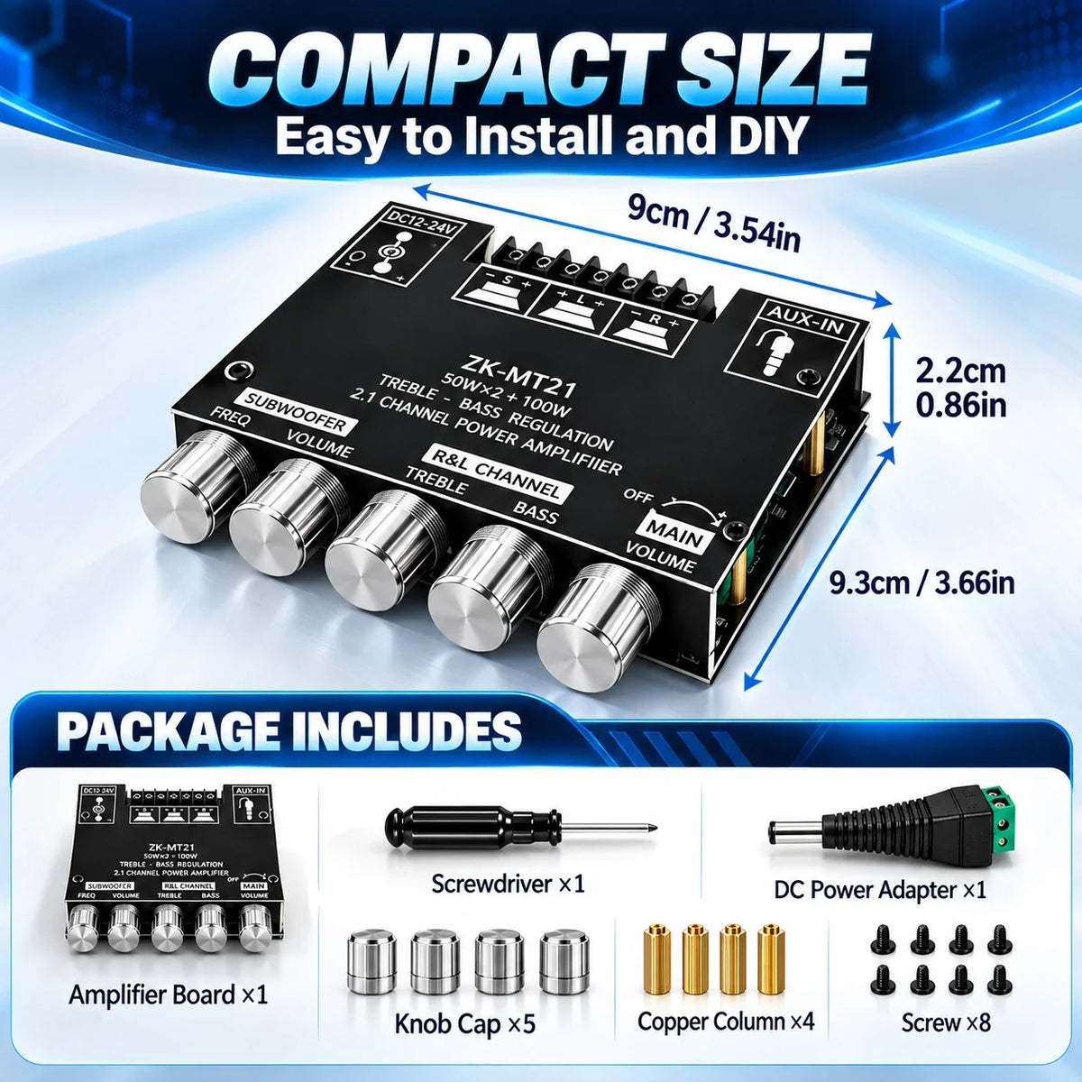 🎶2.1 Channel Amplifier Board — 🔊50W x 2 + 100W Bluetooth🎵