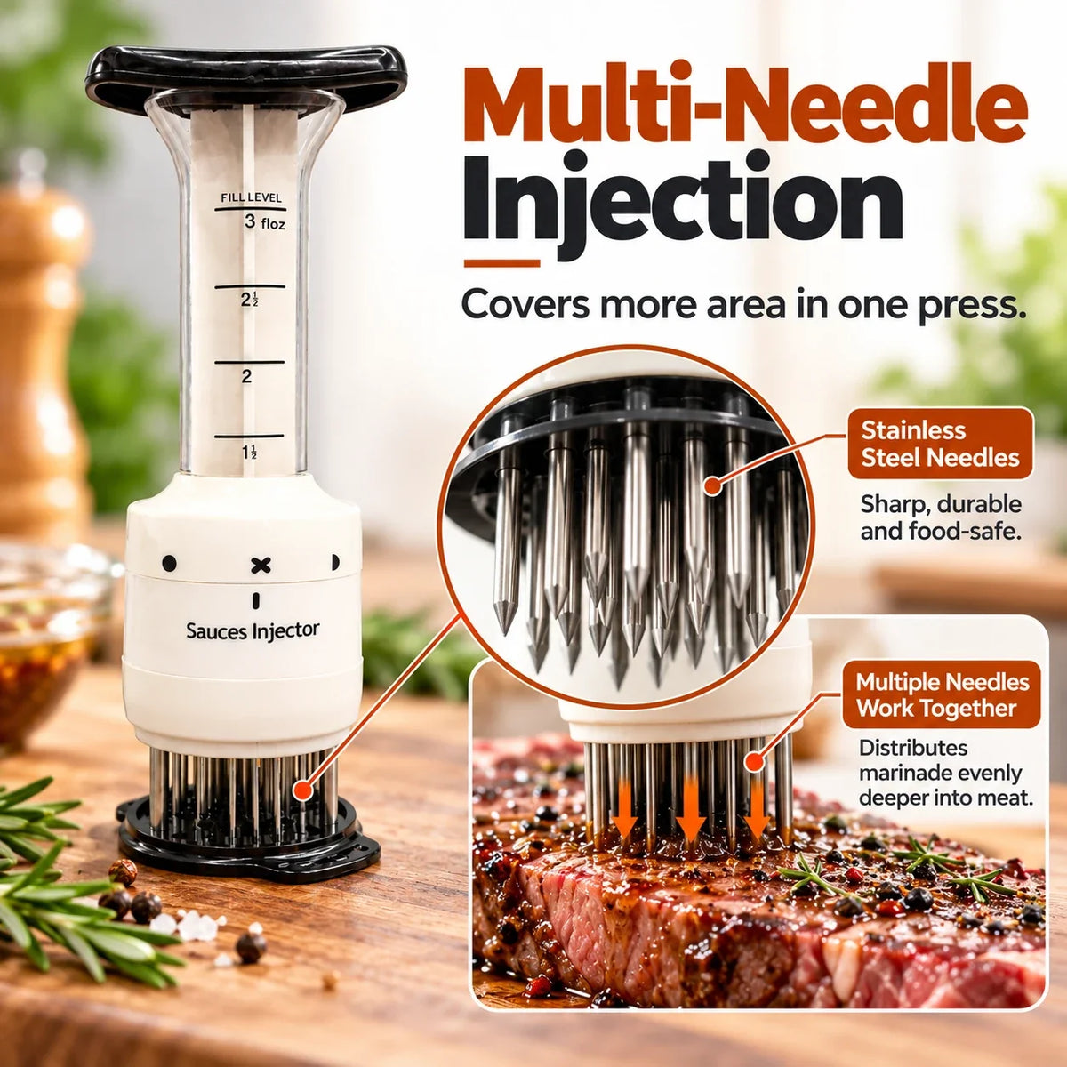 🔥 Meat Marinade Injector – Juicier, Deeper Flavor Every Bite