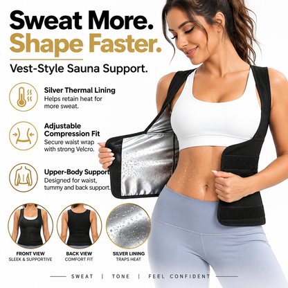 🔥 Women's Dual-Lock Sweat Sauna Shaper & Tummy Control Vest 🔥