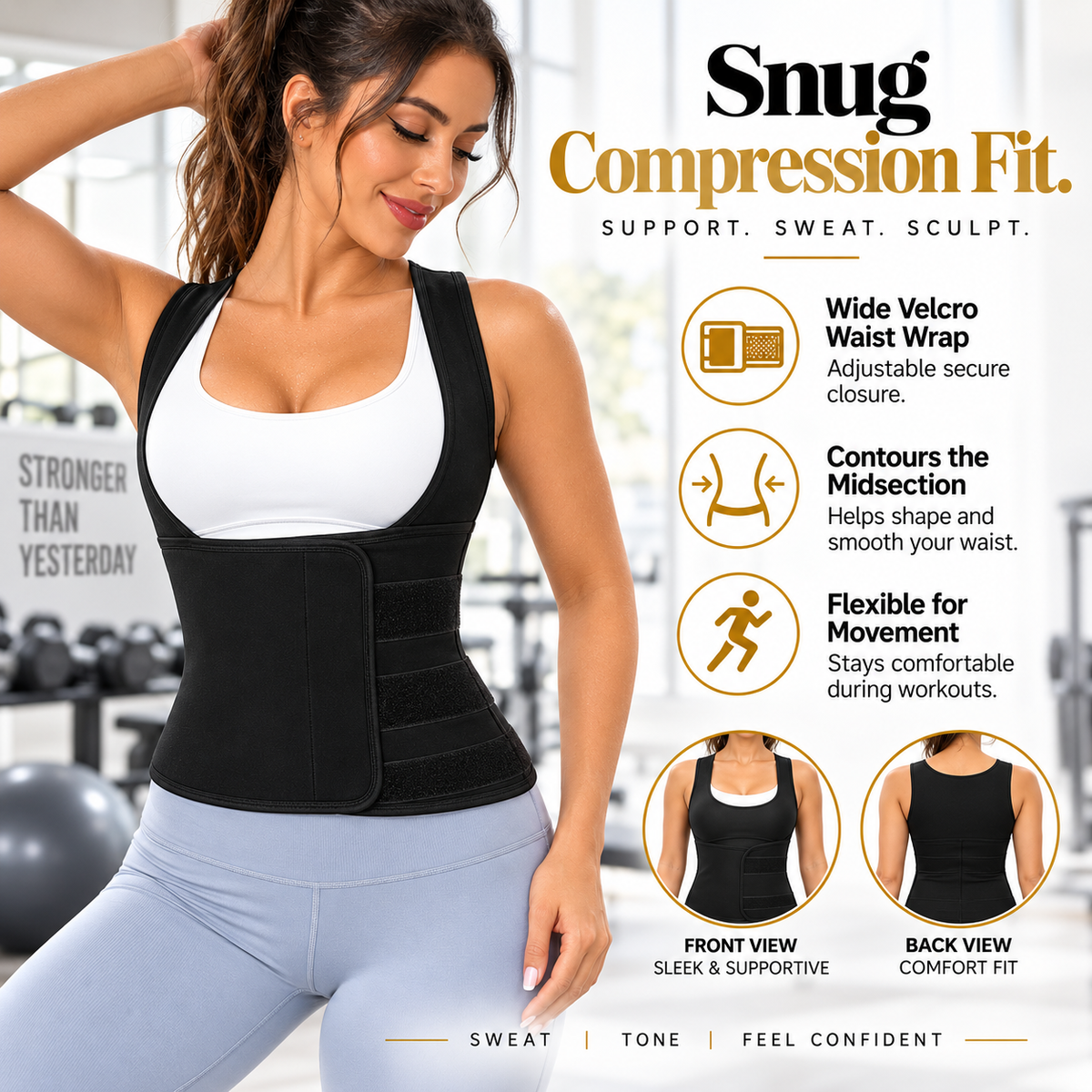 🔥 Women's Dual-Lock Sweat Sauna Shaper & Tummy Control Vest 🔥