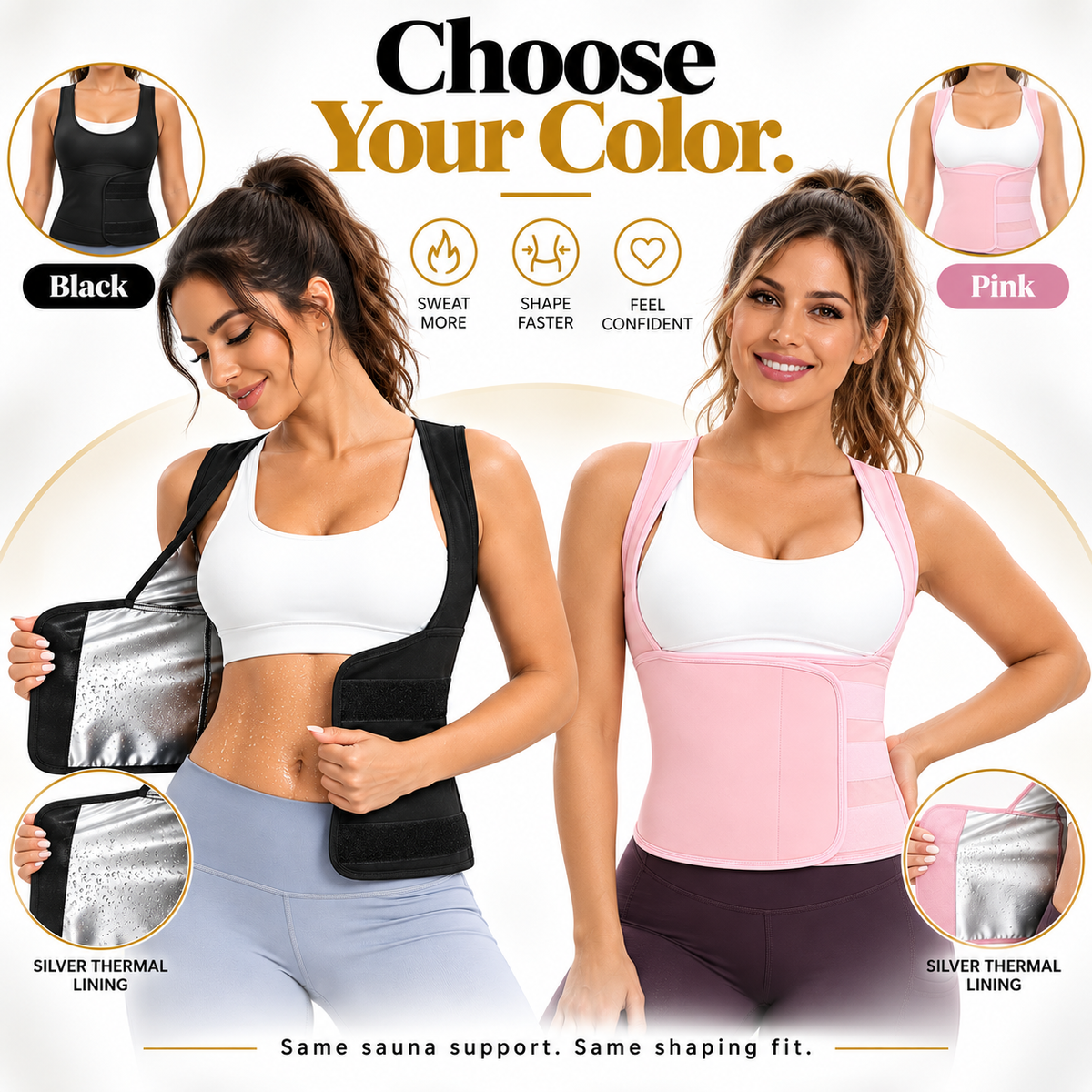 🔥 Women's Dual-Lock Sweat Sauna Shaper & Tummy Control Vest 🔥
