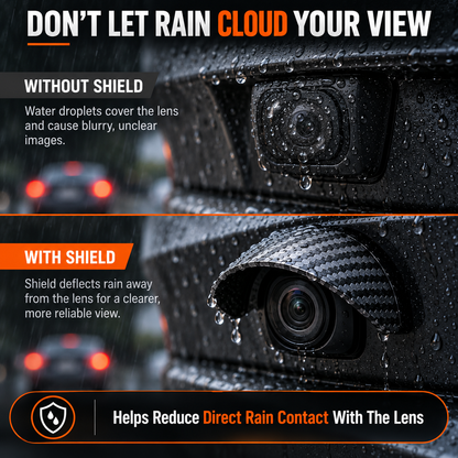 Carbon Fiber Car Backup Camera Rain & Glare Shield – Universal Protective Sun Visor