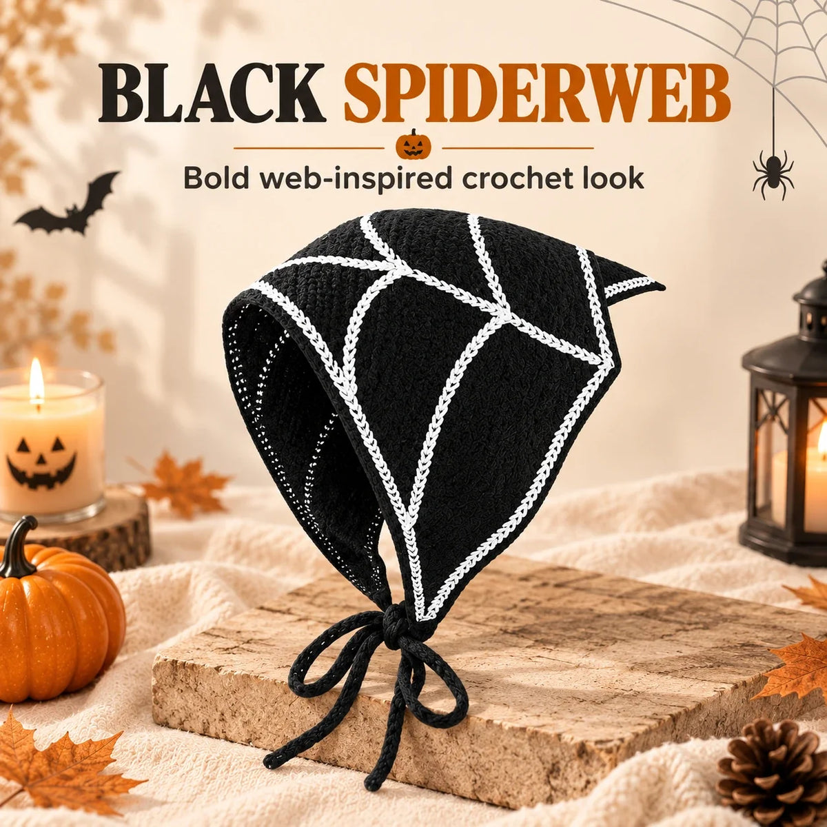 Gothic Crochet Bandana Head Scarf | Halloween Style