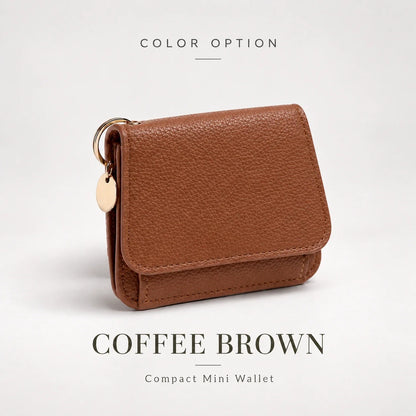 Compact PU Leather Card Wallet with ID Window & Coin Pocket