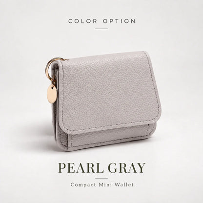 Compact PU Leather Card Wallet with ID Window & Coin Pocket