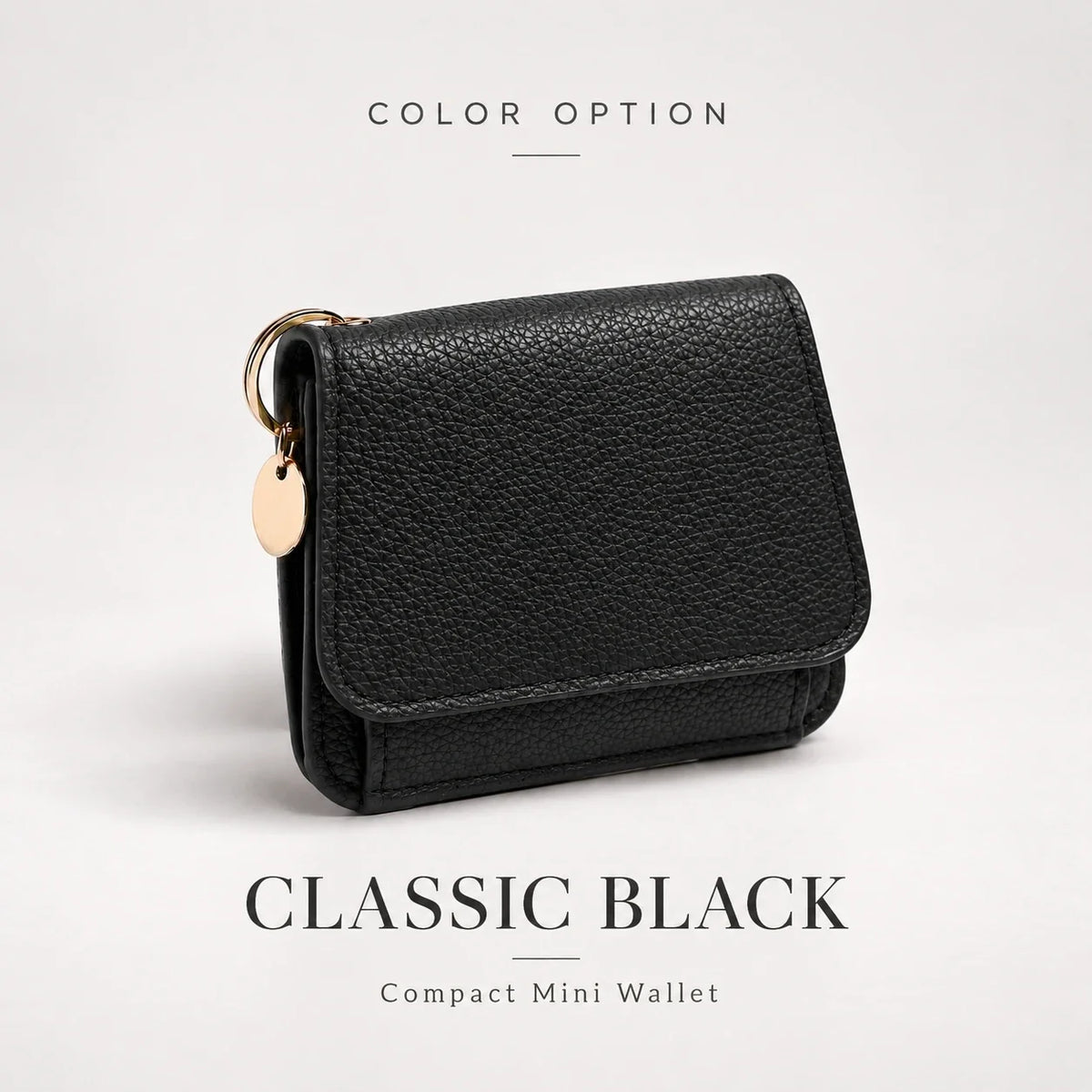 Compact PU Leather Card Wallet with ID Window & Coin Pocket