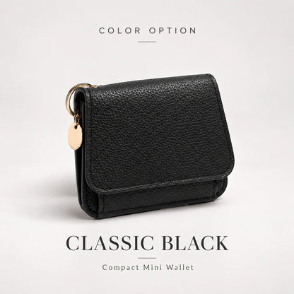 Compact PU Leather Card Wallet with ID Window & Coin Pocket