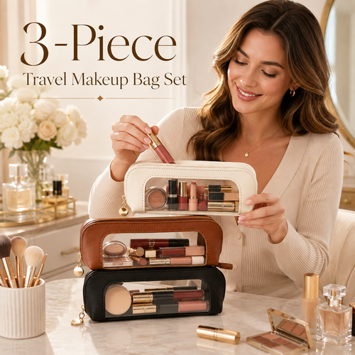 Travel Clear Window Brush & Makeup Bag 💄