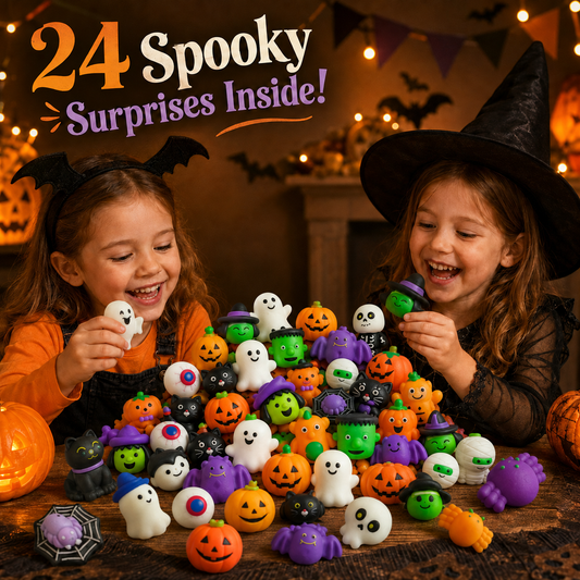 🎃 Halloween Mystery Pack - 24 Pcs Spooky Squishy Toys Set 👻