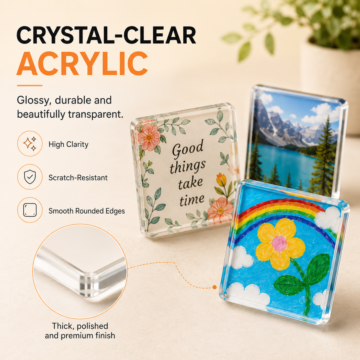 🧊DIY Acrylic Fridge Magnet Making Kit – Custom Clear Picture Magnets for Kids’ Artwork, Family Photos & Creative Home Decor