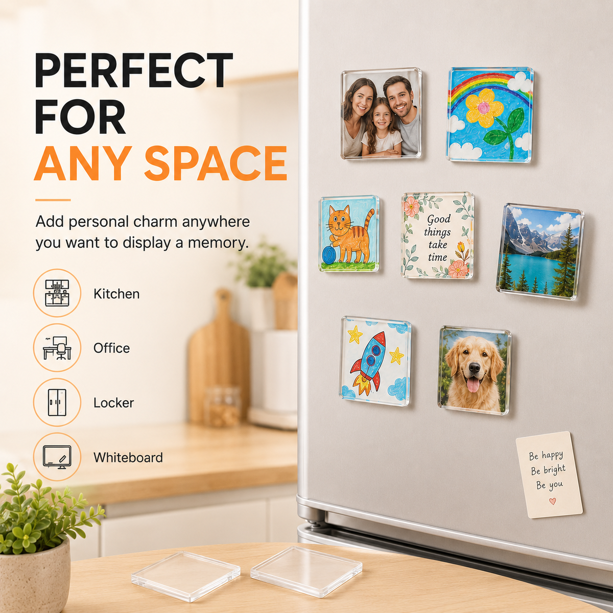 🧊DIY Acrylic Fridge Magnet Making Kit – Custom Clear Picture Magnets for Kids’ Artwork, Family Photos & Creative Home Decor