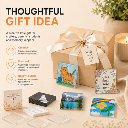 🧊DIY Acrylic Fridge Magnet Making Kit – Custom Clear Picture Magnets for Kids’ Artwork, Family Photos & Creative Home Decor