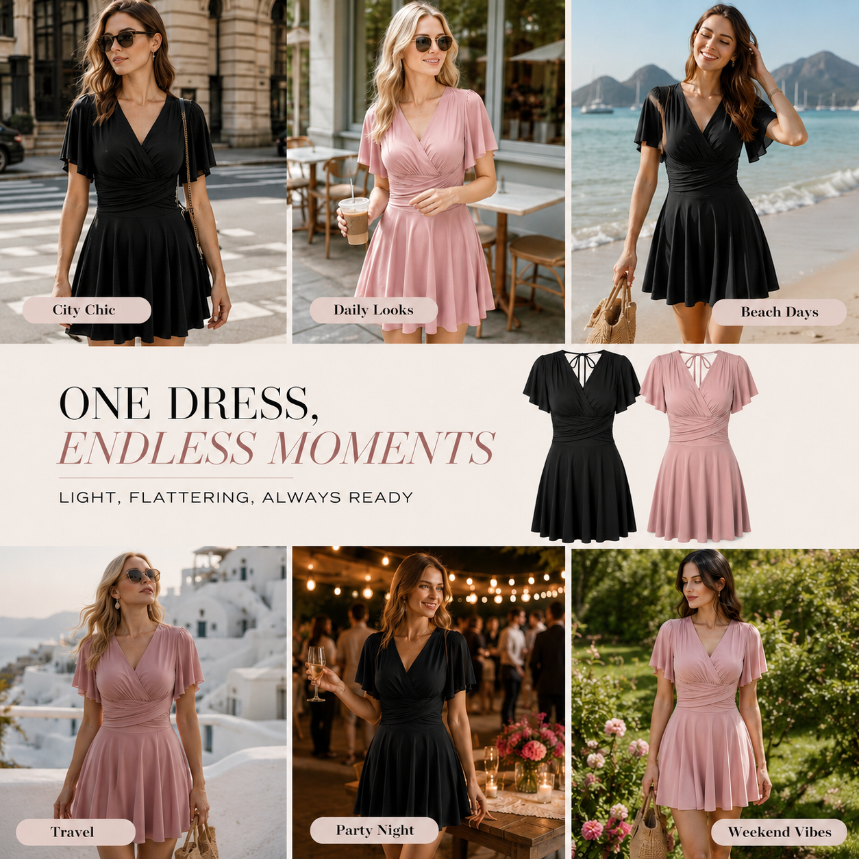 Flutter-Sleeve French Vintage Wrap Dress