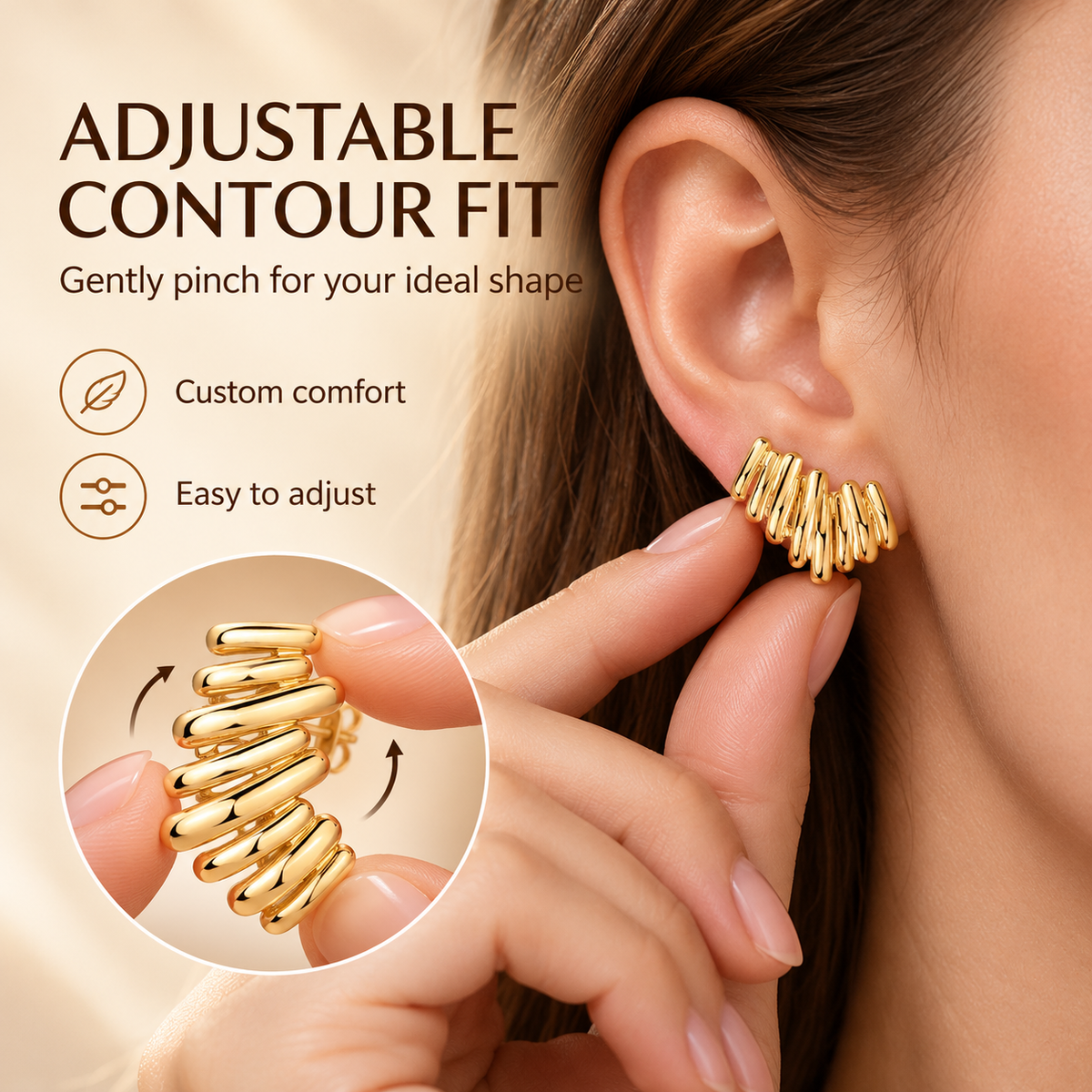 ✨  Gold-Plated Ear Climber Earrings – Elegant Ear Cuff Style