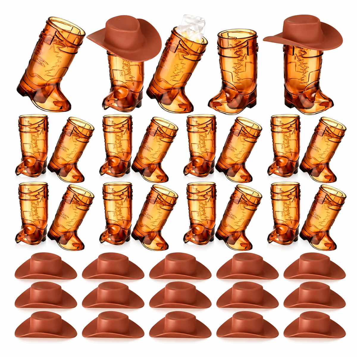 Mini Cowboy Boot Shot Cups with Decorative Hats