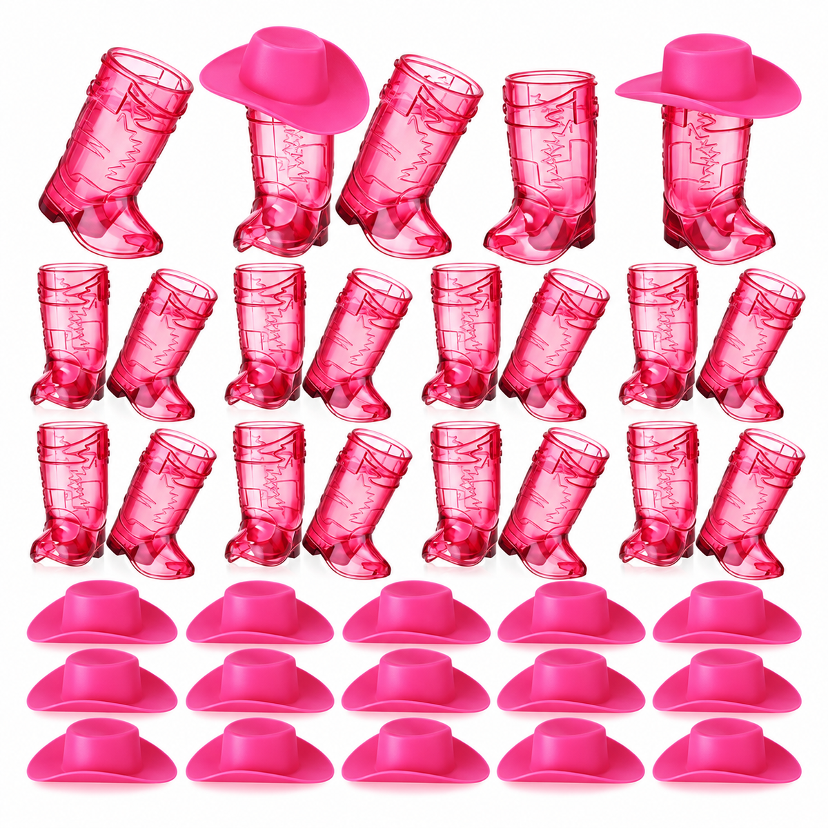 Mini Cowboy Boot Shot Cups with Decorative Hats